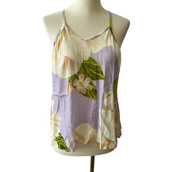 FARM RIO ANTHROPOLOGIE TOP SZ S SWING TANK FLORAL SUMMER HAWAIIAN COQUETTE GIRLY - Picture 2 of 11